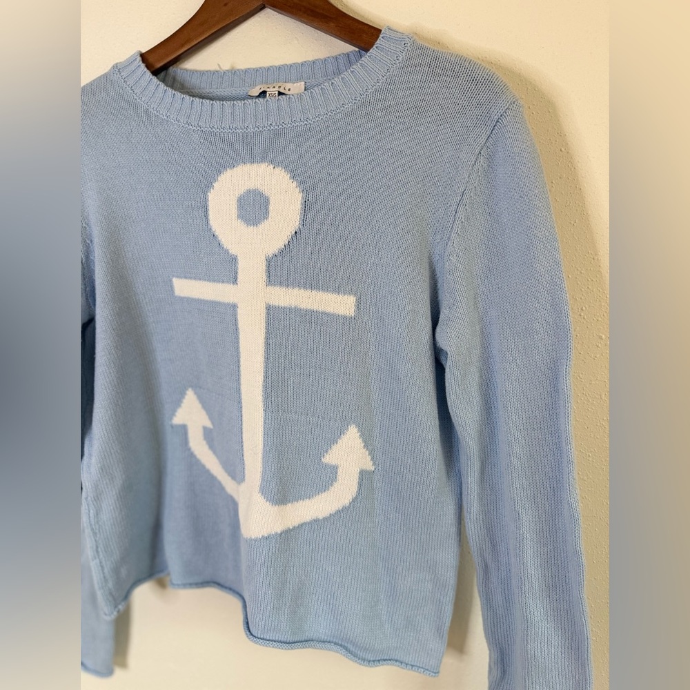 Miracle Anchor Sweater XS Light Blue Nautical Coastal Knit Pullover - Picture 3 of 7